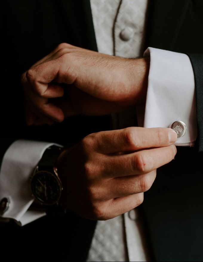 Groom Fixing Cufflinks - Wasing Weddings