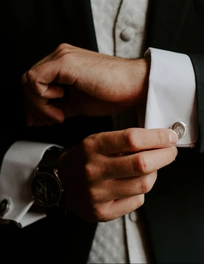 Groom Fixing Cufflinks - Wasing Weddings