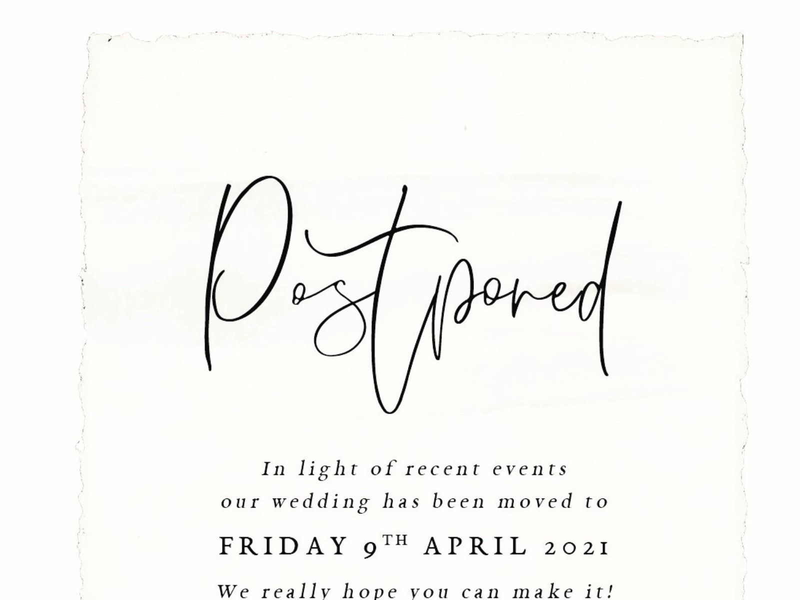 Has Your Wedding Ceremony Been Postponed?