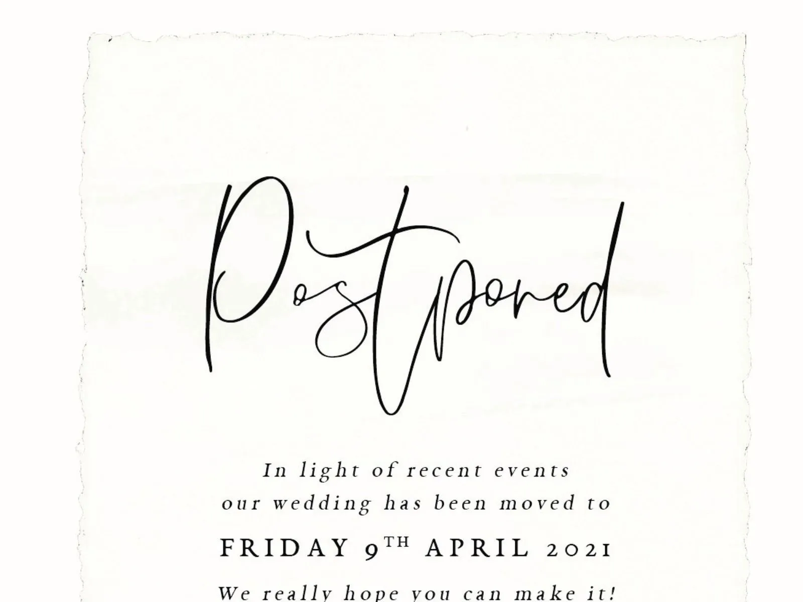 Has Your Wedding Ceremony Been Postponed?